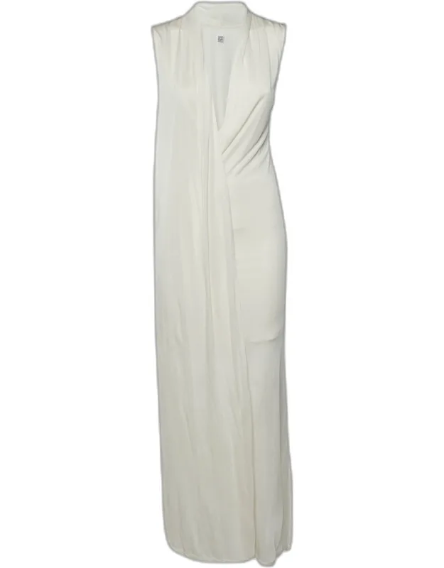 Cream Jersey Overlapped Scarf Detail Maxi Dress
