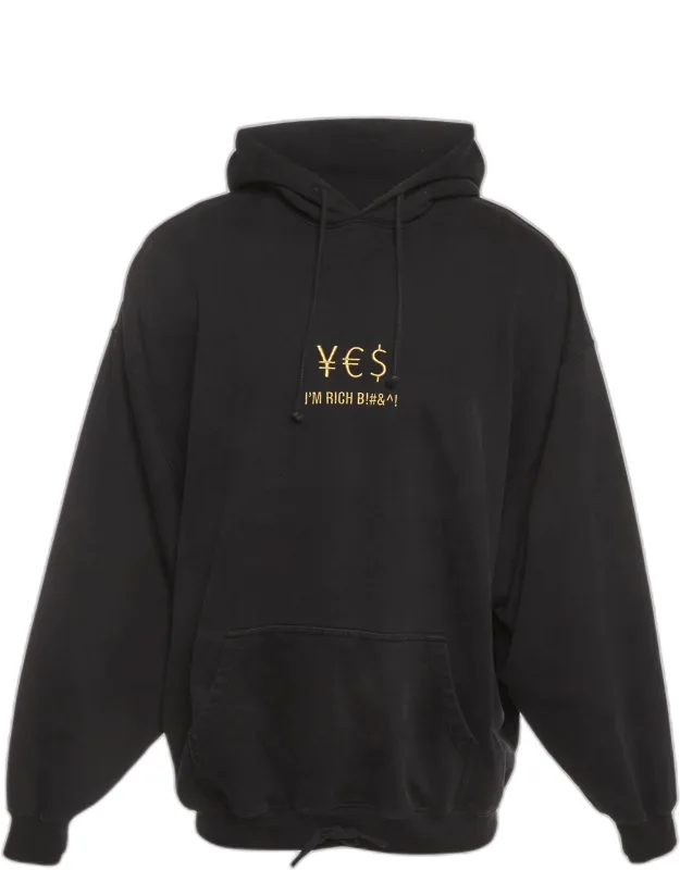 Currency Embroidered Cotton Knit Hoodie