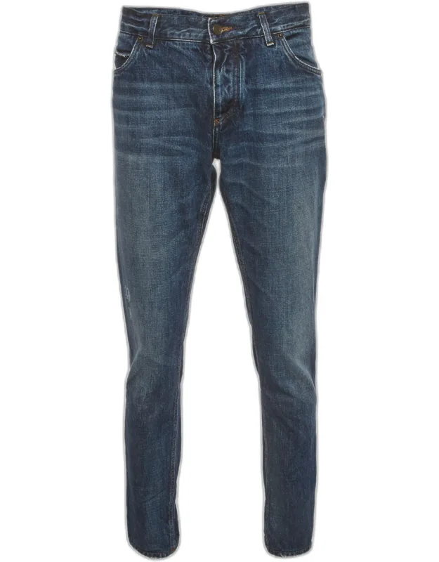 Distressed Denim Straight Leg Jeans