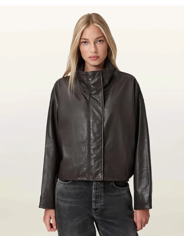 Ryder Funnel Neck Leather Jacket
