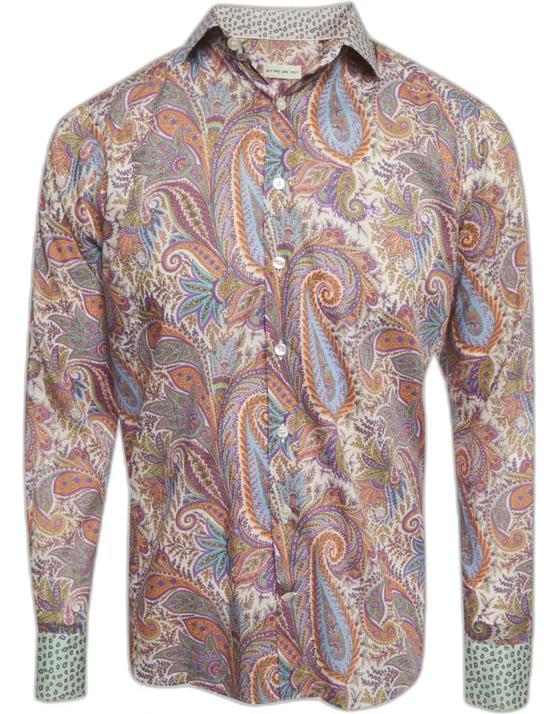 Multicolor Paisley Print Cotton Long Sleeve Shirt