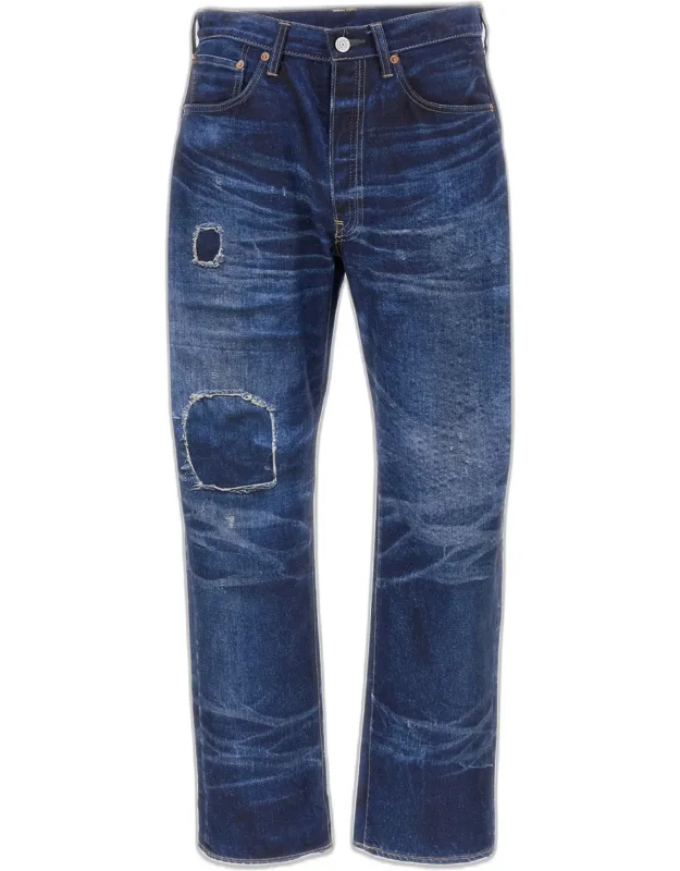 Printed Denim Pants
