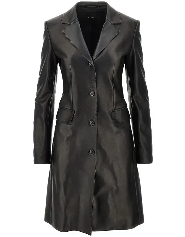 Nappa Leather Single-breasted Coat