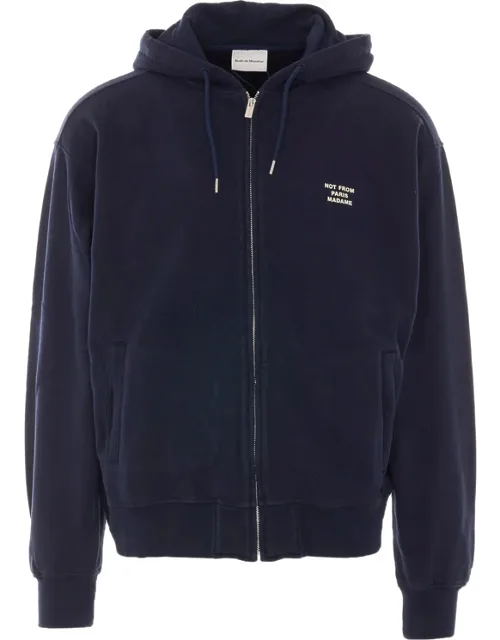 Slogan-print Zip-up Hoodie