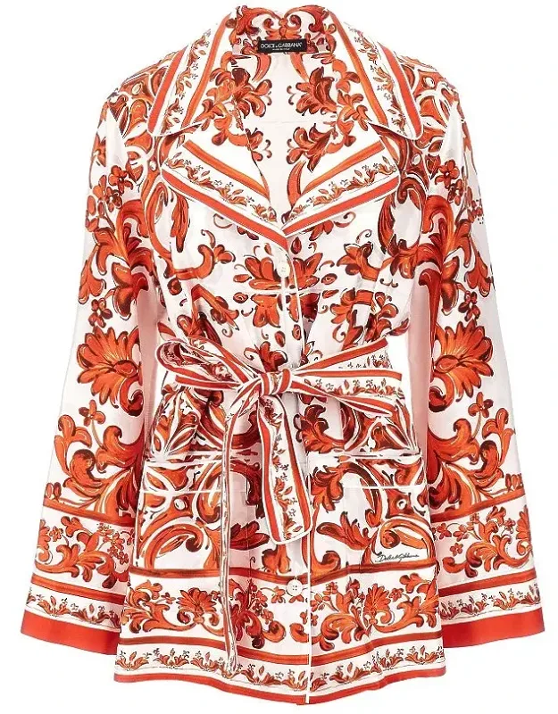 Maiolica Print Silk Vanity Shirt