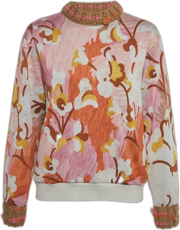 Multicolor Printed Cotton Knit Long Sleeve Sweatshirt
