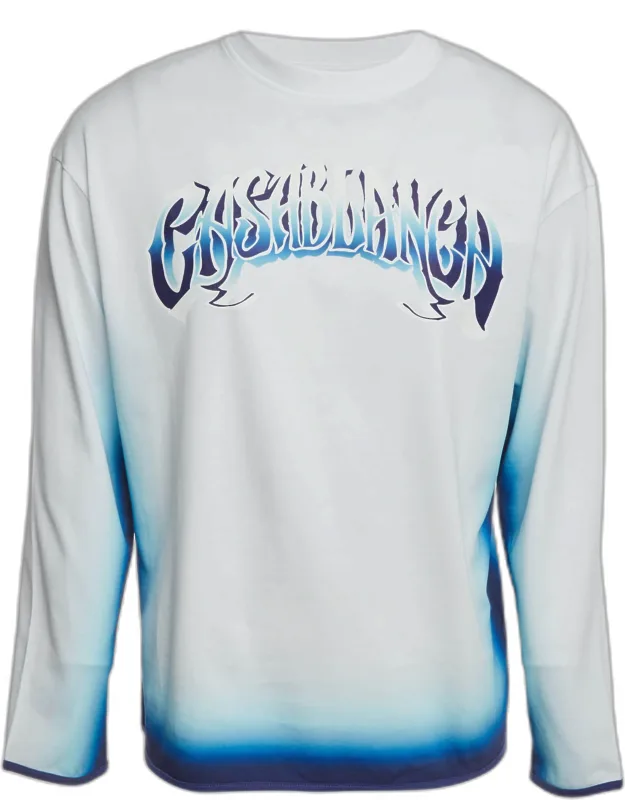 White Gradient Logo Print Jersey Long Sleeve T-shirt