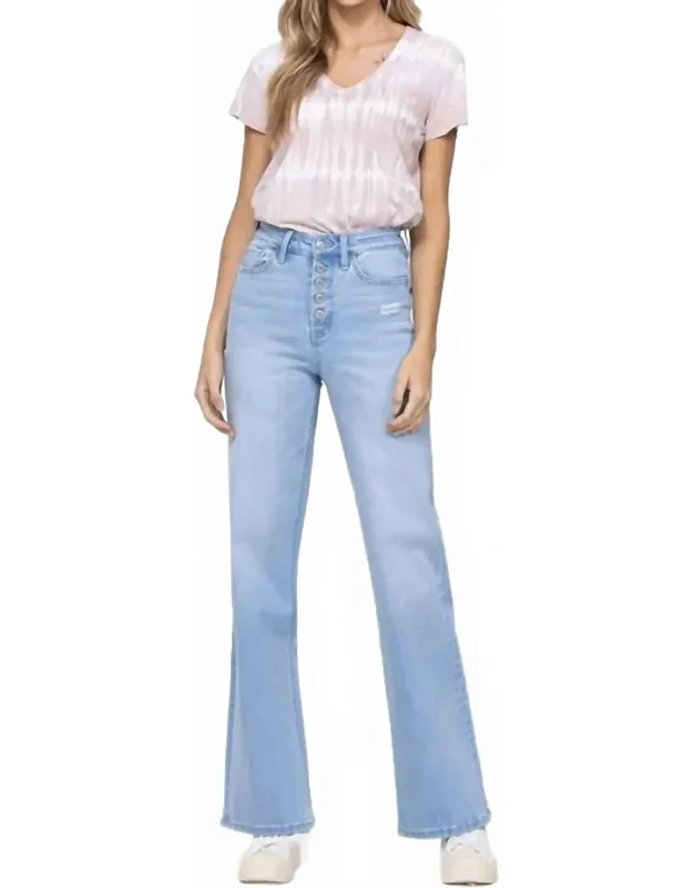 Olivia Comfort Stretch Button Up Wide Leg Jeans