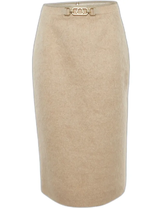 Wool And Mohair Blend Fuzzy Pencil Skirt