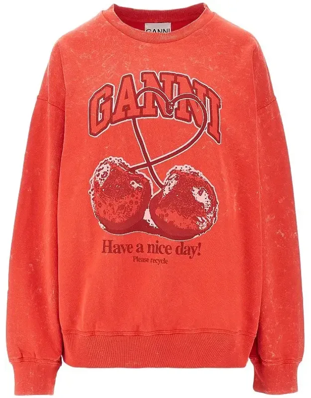 Cotton Sweatshirt With 'cherry' Print