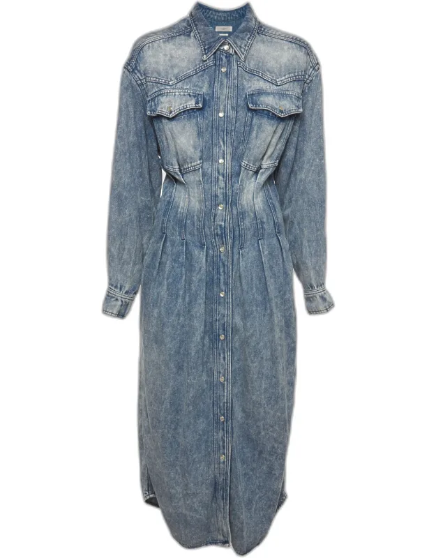 Acid Wash Denim Midi Dress