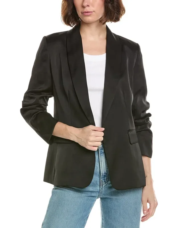 Shawl Collar Scrunch Sleeve Blazer