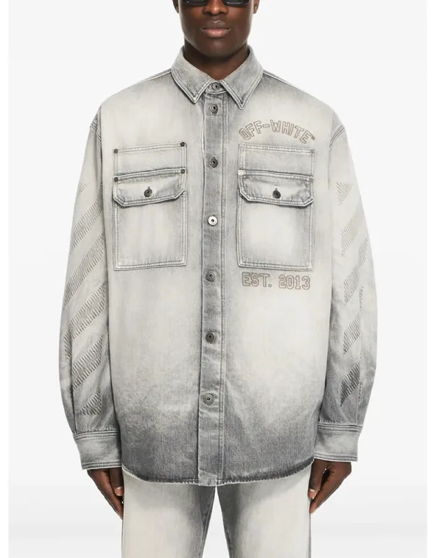 Diagonals-print Denim Jacket