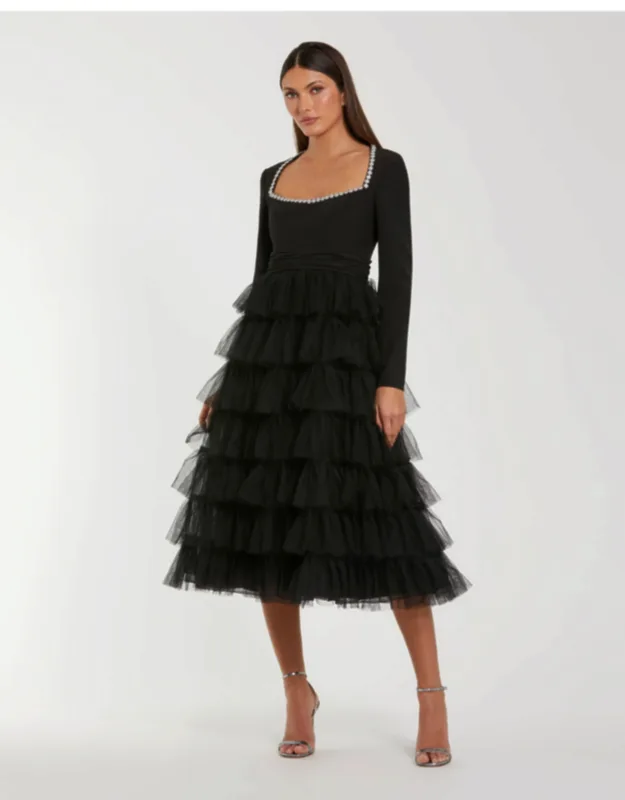 Tiered Tulle Midi Dress