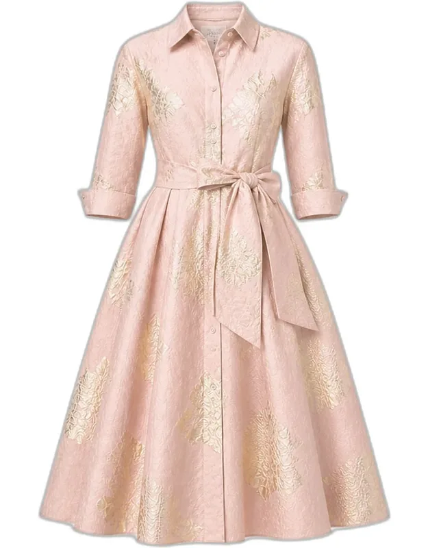 Floral Jacquard Midi Shirtdress