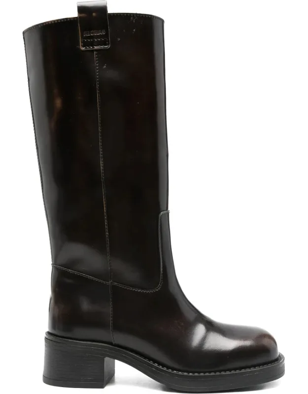 40mm Calf Leather Biker Boots