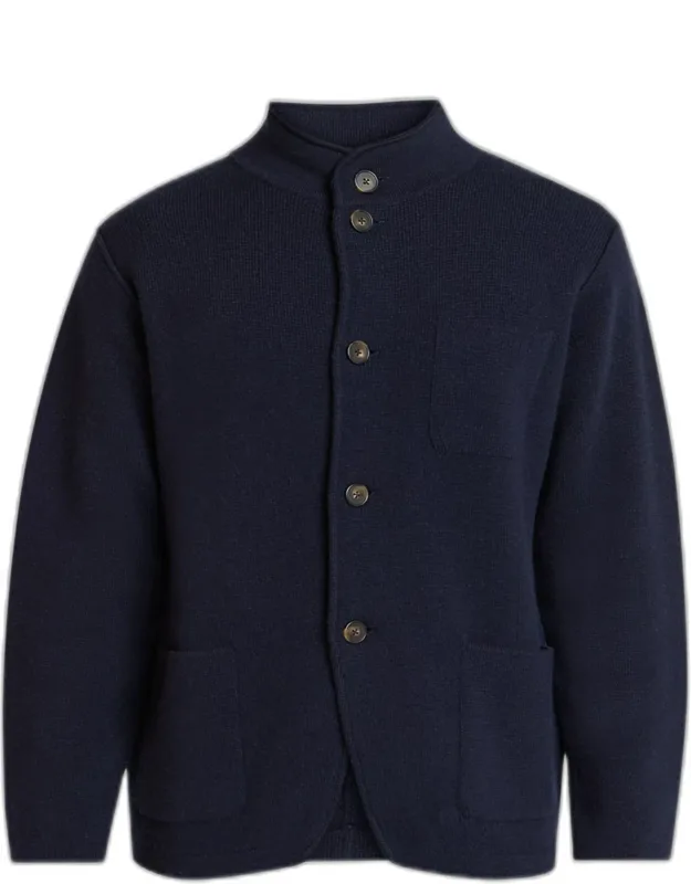 Punto Cashmere Knit Band-collar Jacket