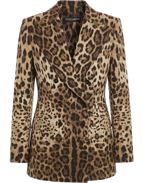 Leopard-print Double-breasted Blazer