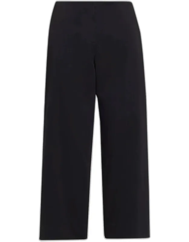 Pleated Cotton-silk Barrel-leg Pants