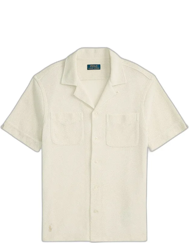 Textured Pointelle Camp Shirt