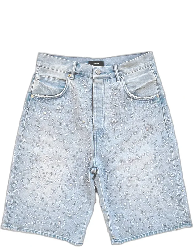 Embellished Wide-leg Jean Shorts