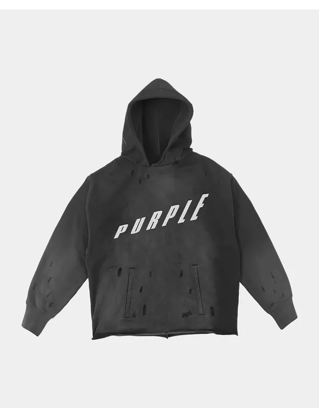 Slanted Logo Distressed Fleece Hoodie