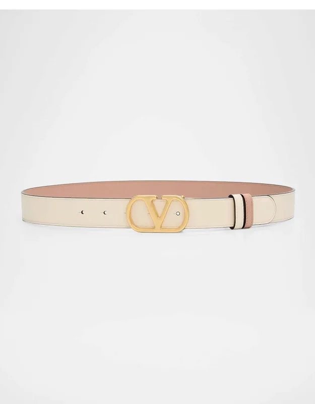 Vlogo Signature Reversible Shiny Calfskin Belt 30mm