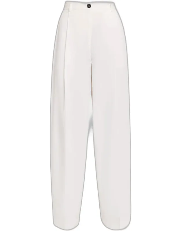 Pleated Cotton Straight-leg Trousers