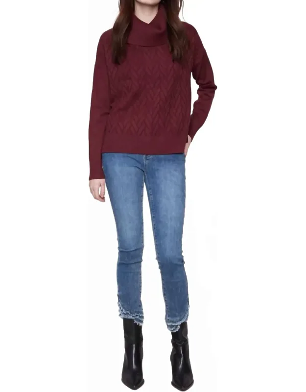 Cowl Neck Sweater With Side Slit And Tie Details