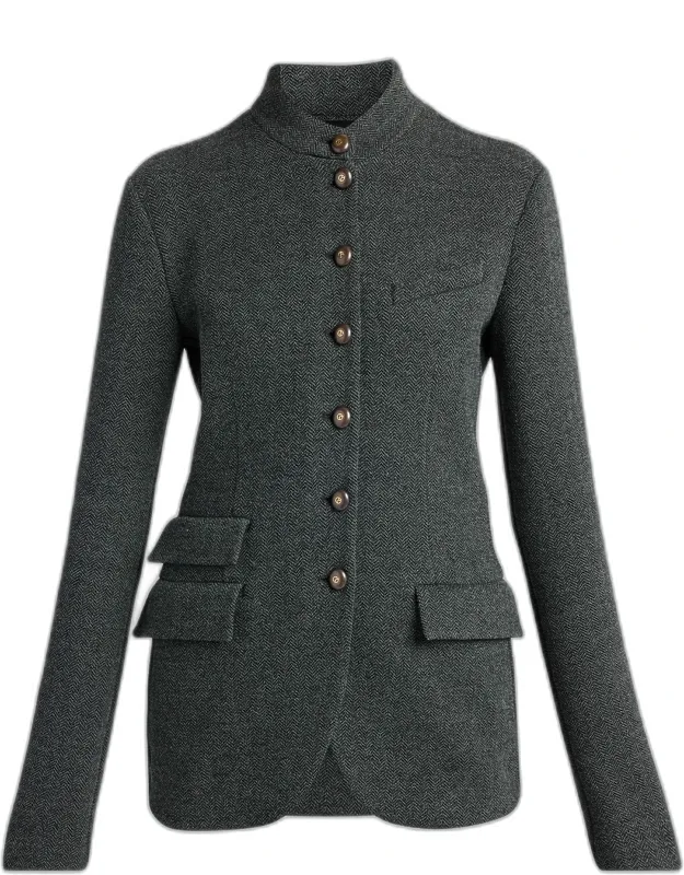 Herringbone Wool-blend Blazer