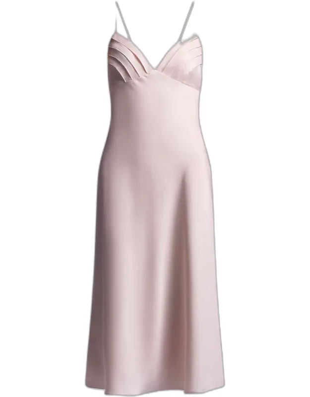 Sleeveless Charmeuse Midi Slip Dress