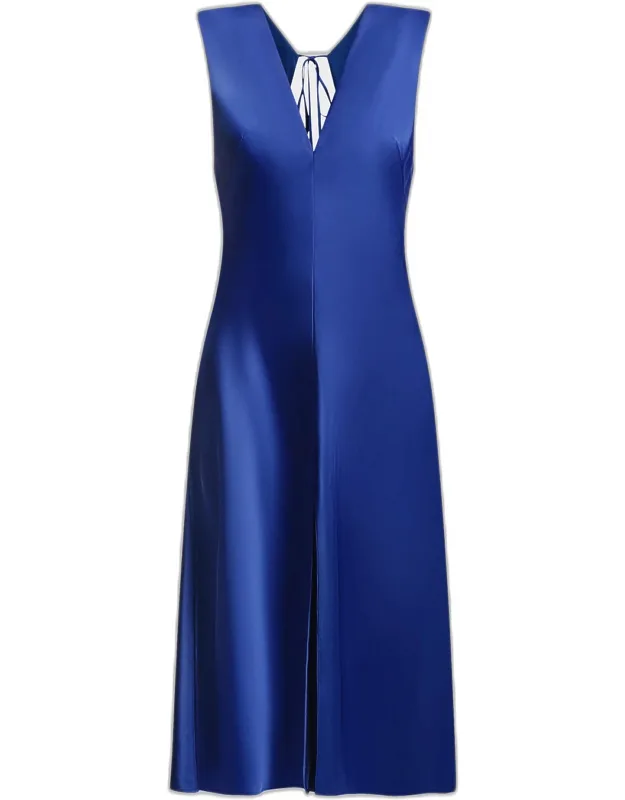 Cut-out Satin Midi Dress