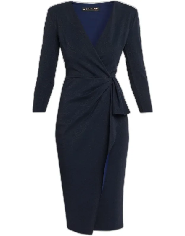 Ruzur Sugar Shimmering Wrap Midi Dress