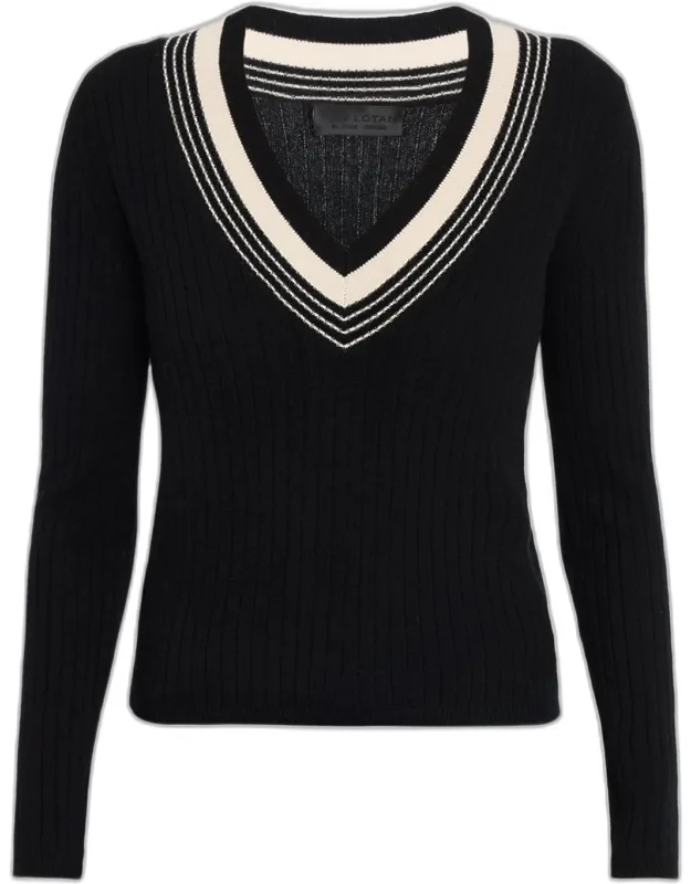 Aziel V-neck Cashmere Rib Sweater