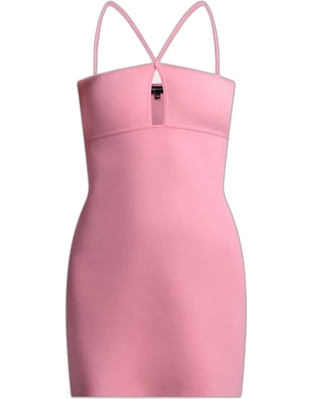 Cutout Stretch Knit Halter Mini Dress