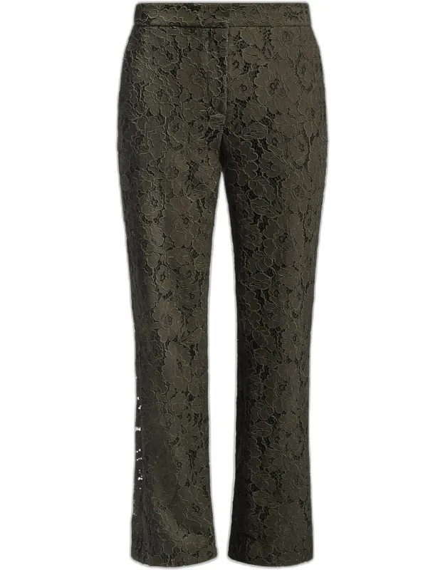 Cropped Guipure Lace Pants