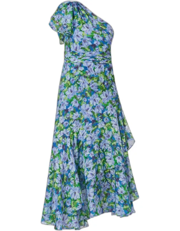 One-shoulder Floral Tiered Maxi Dress