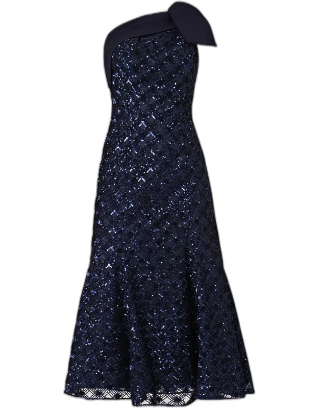 One-shoulder Sequin Midi Dress