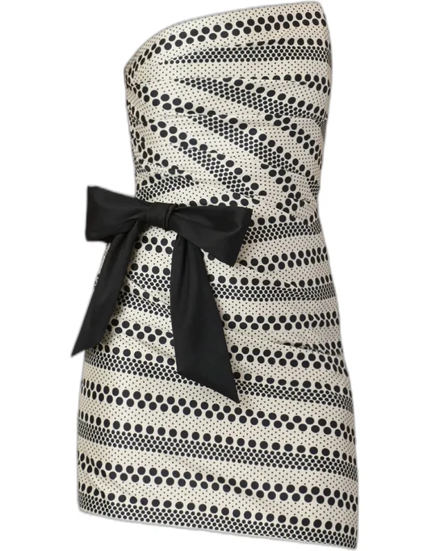 Strapless Polka Dot-print Mini Dress