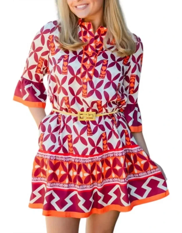 Lattice Border Mini Dress