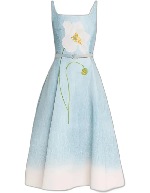 Scoop-neck Midi Day Dress