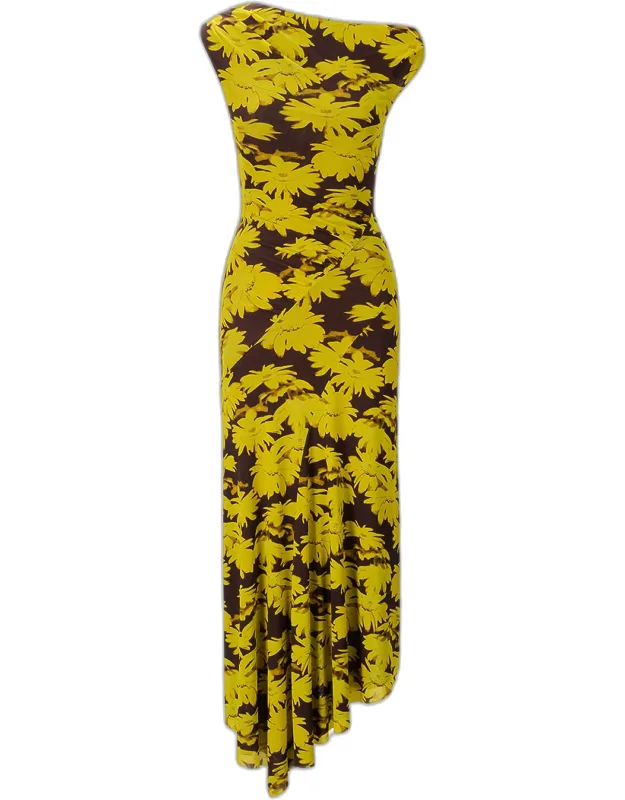 Floral Asymmetric Maxi Dress