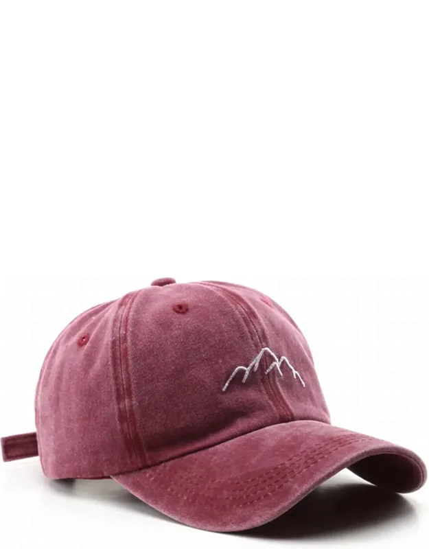 Vintage Washed Distressed Mountain Embroidery Cap