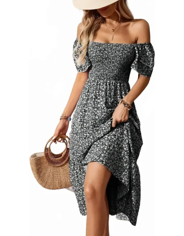 Floral Square Neck Smocked Maxi Summer Dress