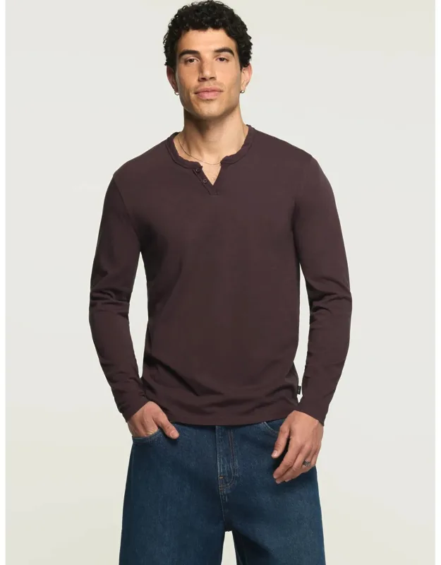 Venice Burnout Long Sleeve Notch Neck Tee