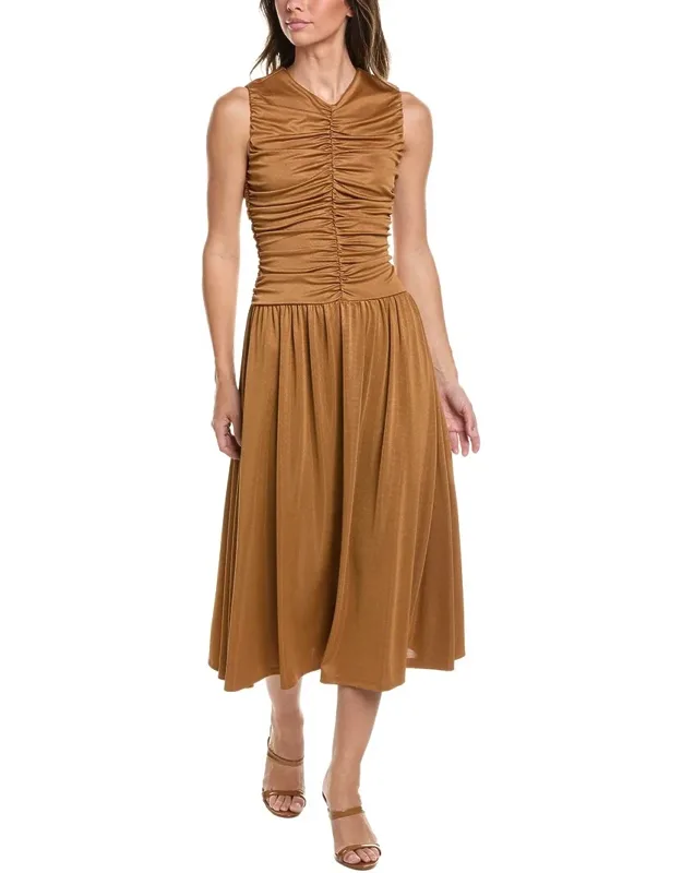 Drawstring A-line Midi Dress
