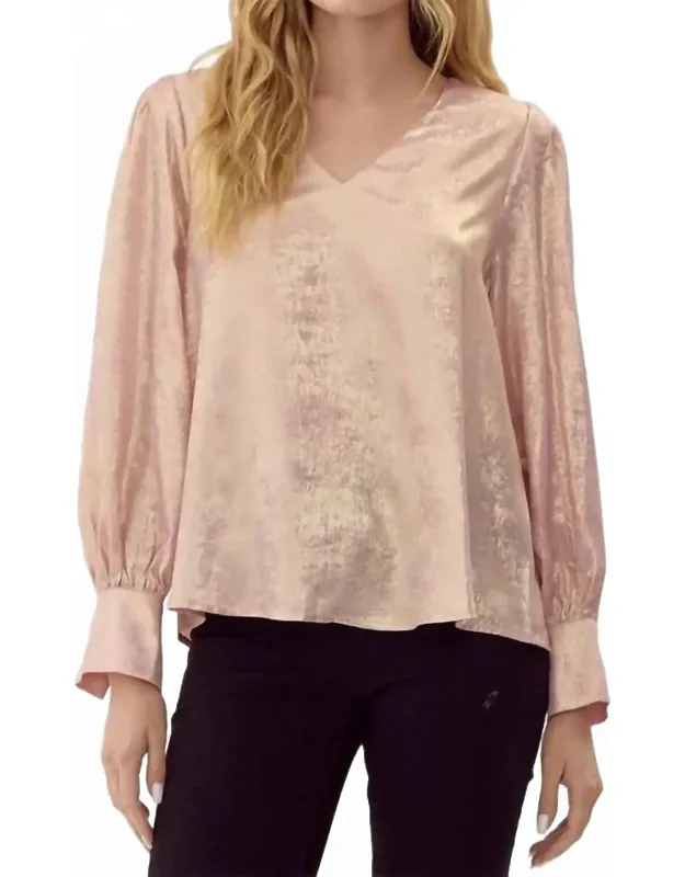 V-neck Puff Sleeve Blouse