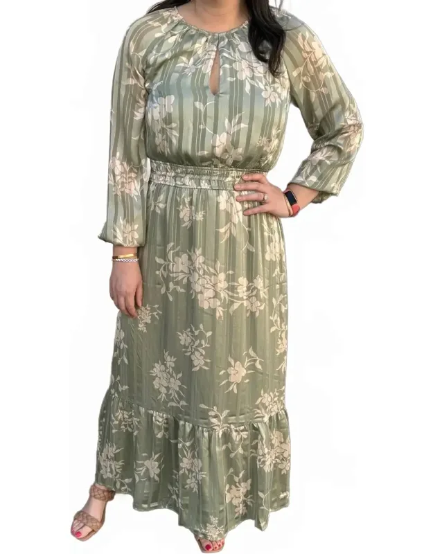 Floral Satin Shimmer Maxi Dress