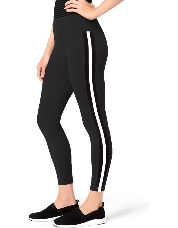 Activewear Solid Racing Stripe Crop Leggings