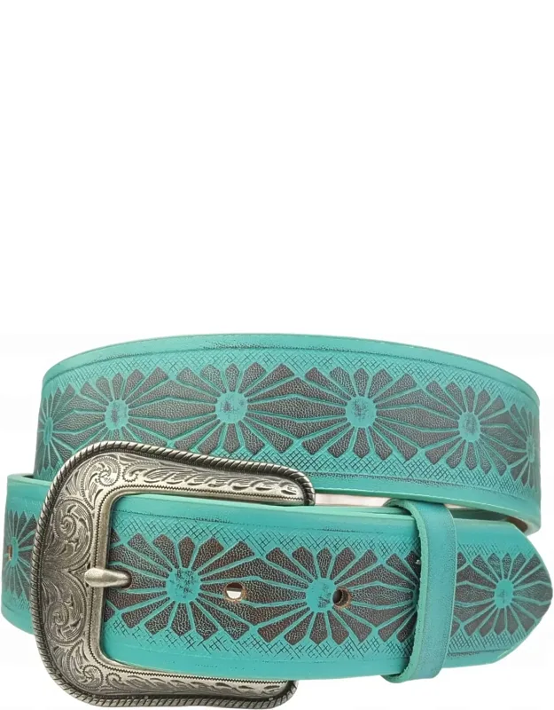 Western Hand-painted Floral Tooled Belt